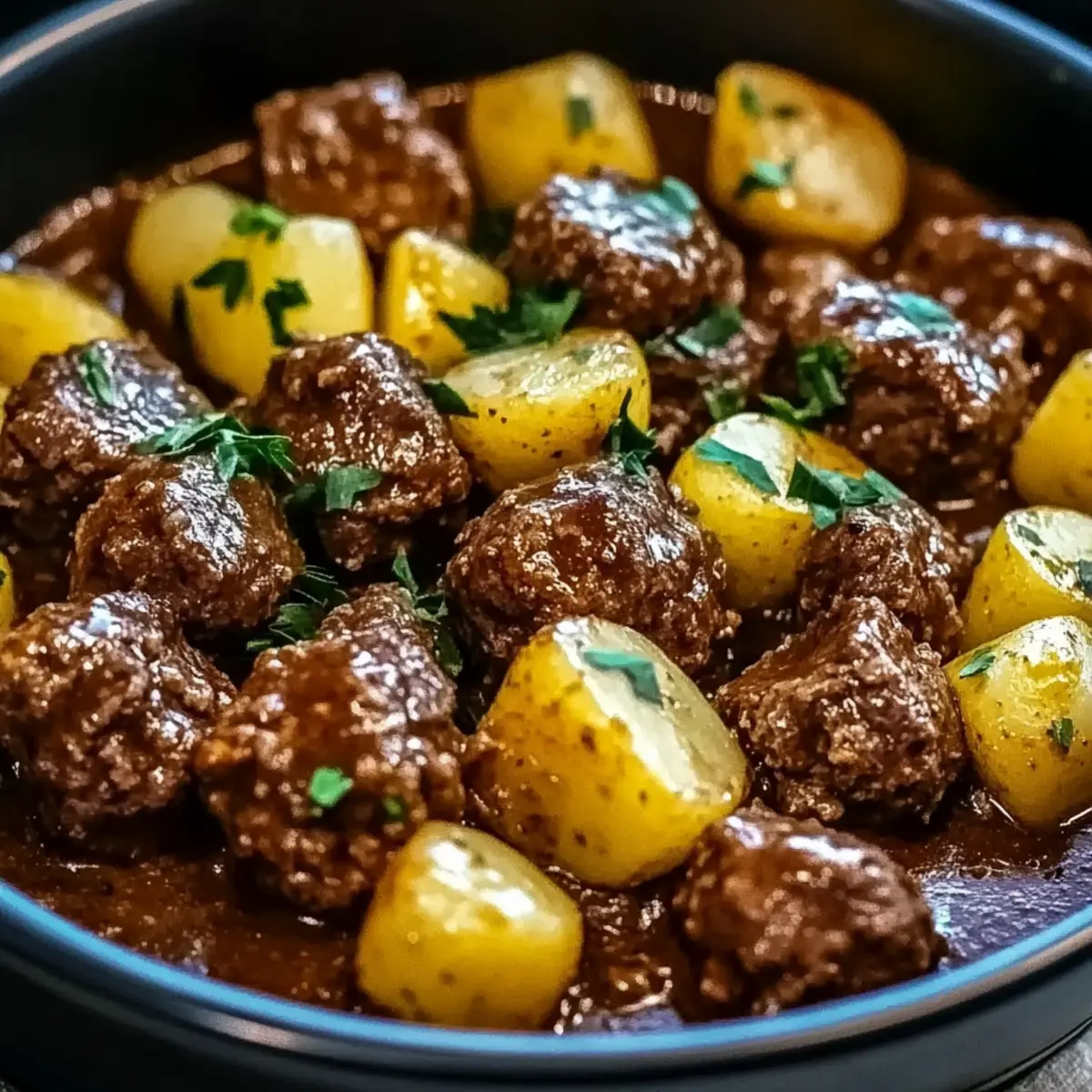Irresistibly Tender Beef Bites With Potatoes In the Slow Cooker 1